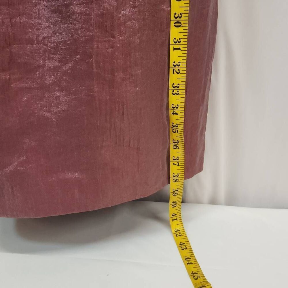 Adrianna Papell Pink Shimmer Dress Short Sleeve Shantung Size 14 Embelished Wais - Picture 3 of 7
